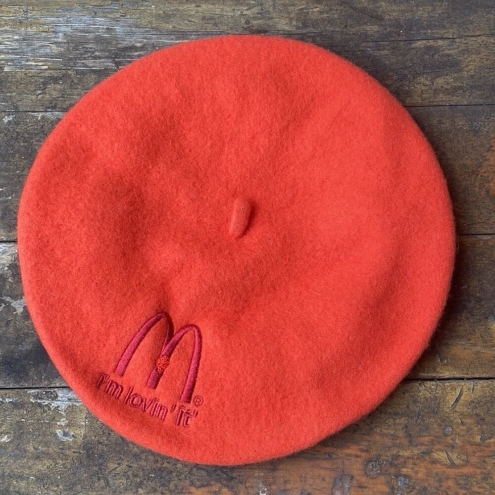 Vintage McDonalds Bistro Set Tablecloth Napkins Wool Beret Collectible Rare